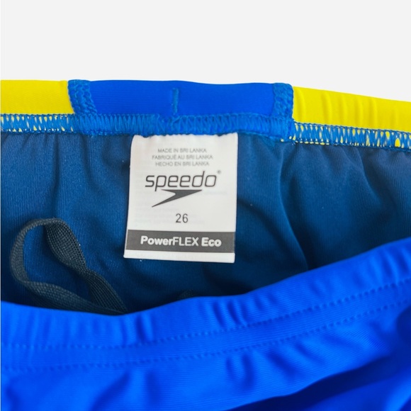 Speedo Swimsuit Brief PowerFlex Eco Revolve Splice Blue/Yellow Size 26 (XS) - Picture 6 of 7